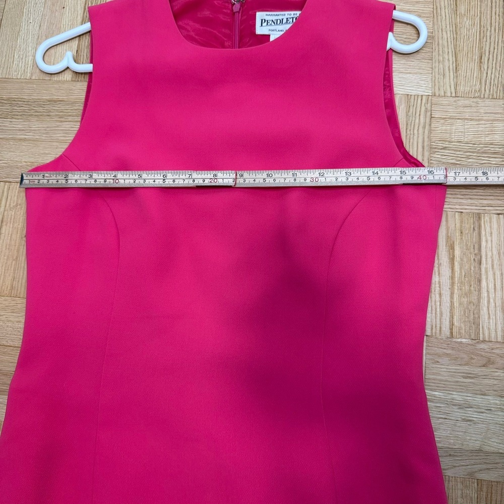 VINTAGE Pendleton Hot Pink Sleeveless Sheath Dress Size 4 Made in USA - Picture 9 of 10